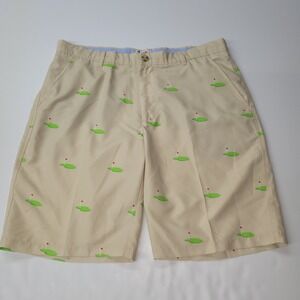 Ovation Mens Golf Shorts 36 Game Changer Tan Green Golf‎ Putting Green Pattern
